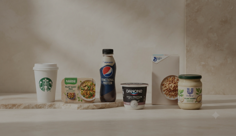 Mung bean protein formulation concept featuring protein-rich food and beverage products from leading global food brands